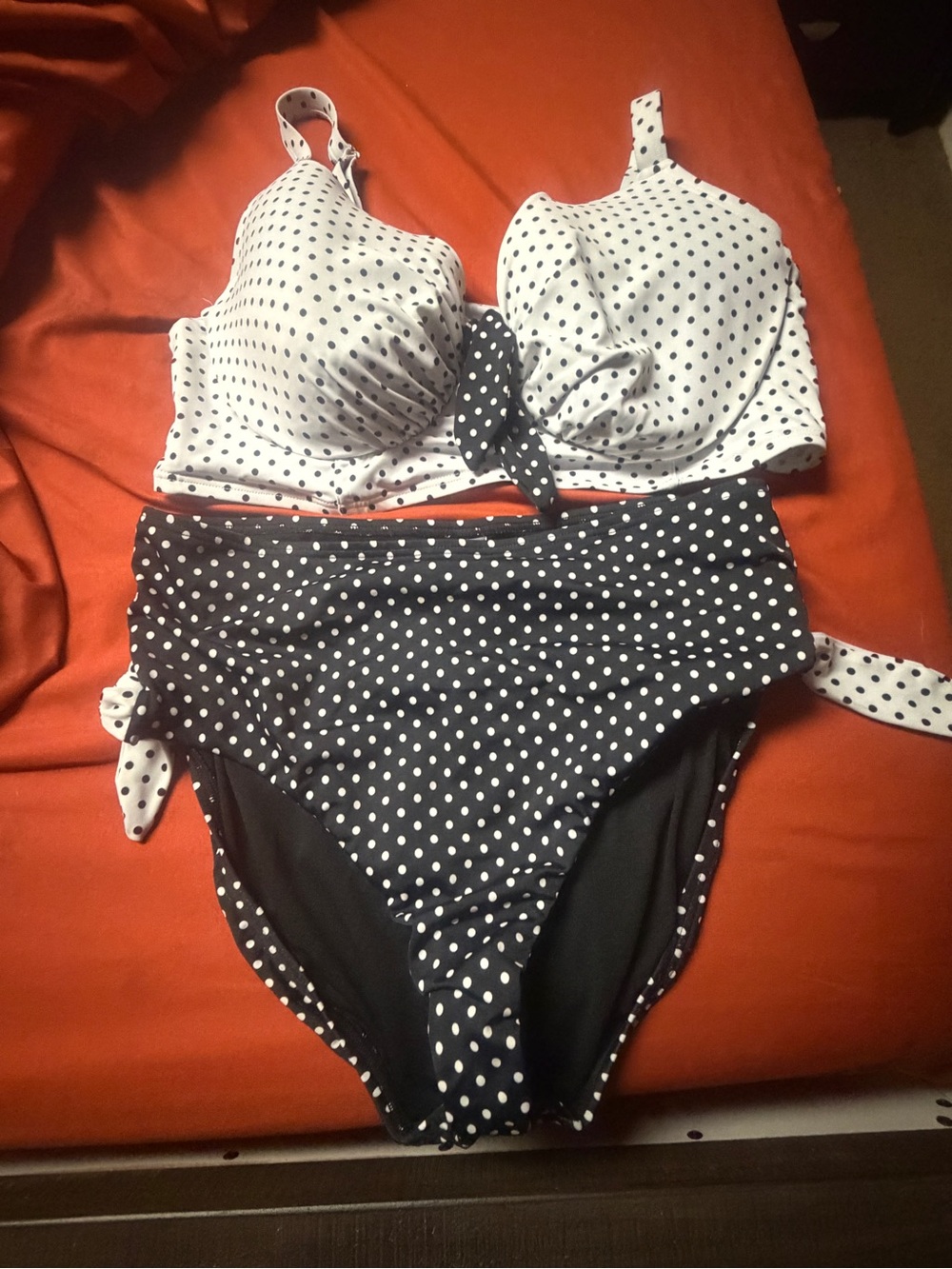 Swimsuits For All White & Black Polka Dot High-Waist Bikini - Picture 1 of 4